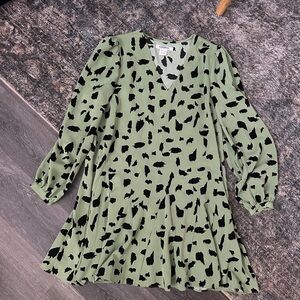 Glamorous Green and Black Patterned Dress